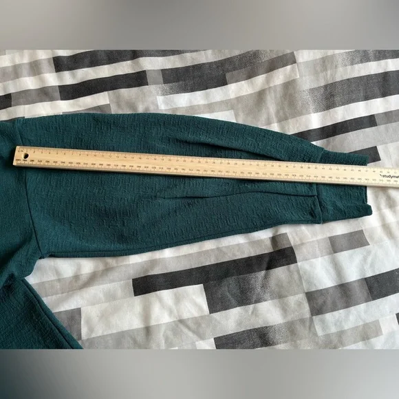 Sussan Size L Teal Green Tie Front Top Long Sleeve Blouse - Picture 5 of 15